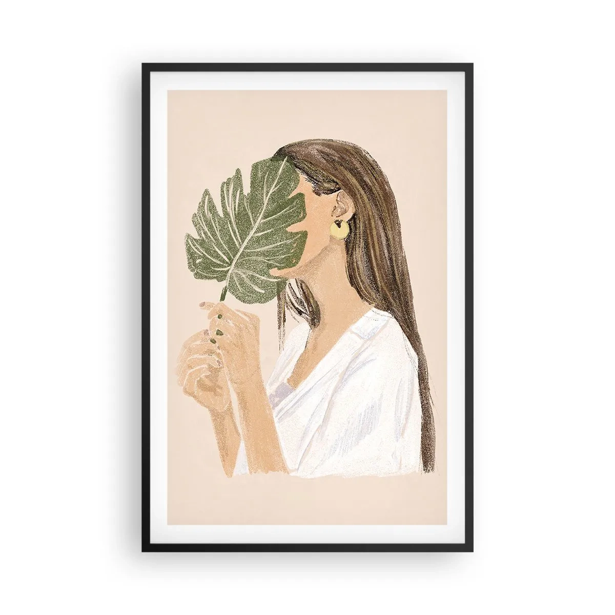 Plakát v černém rámu - Tajemný portrét s vějířem - 61x91 cm