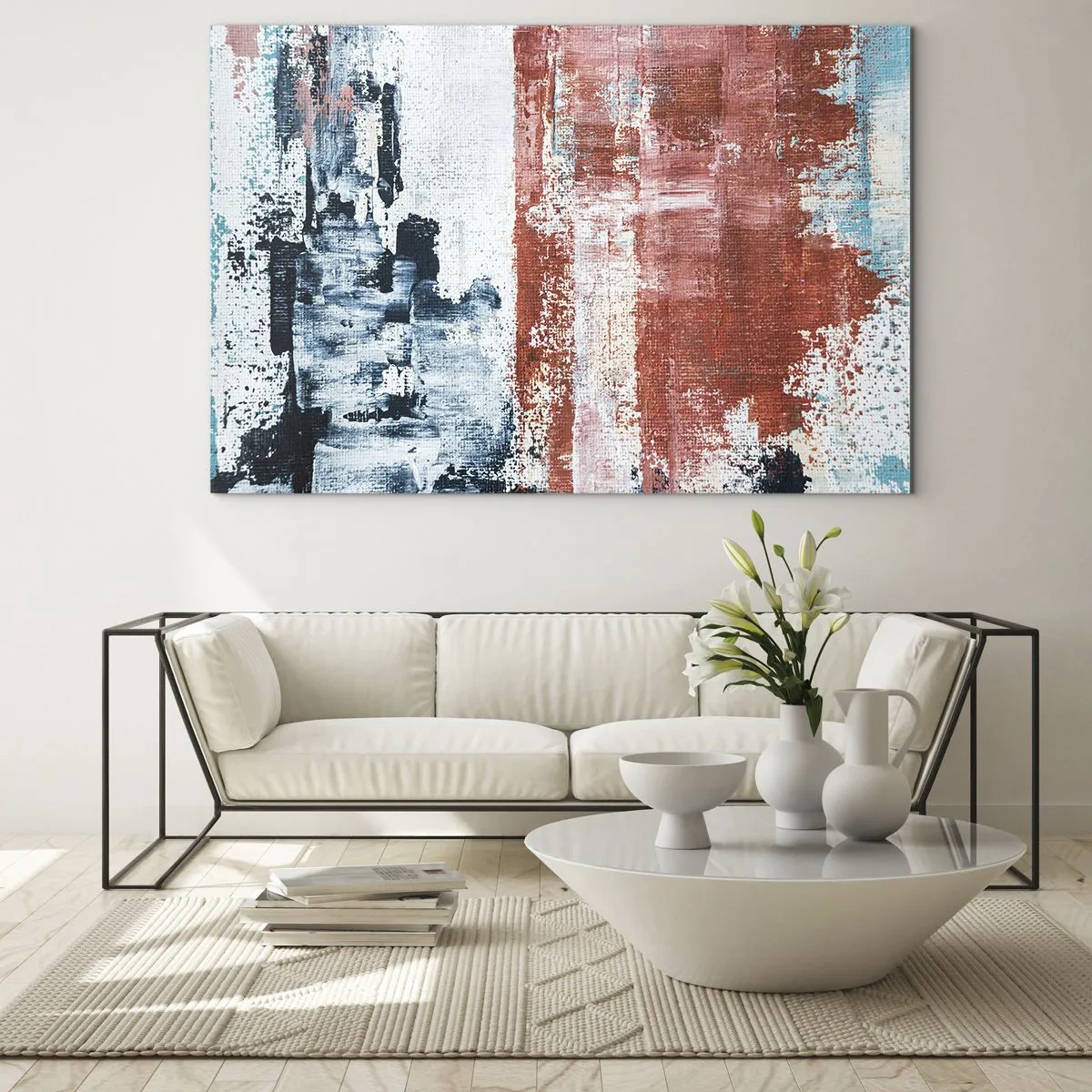 Obraz na skle - Abstraktní půl na půl - 100x70 cm