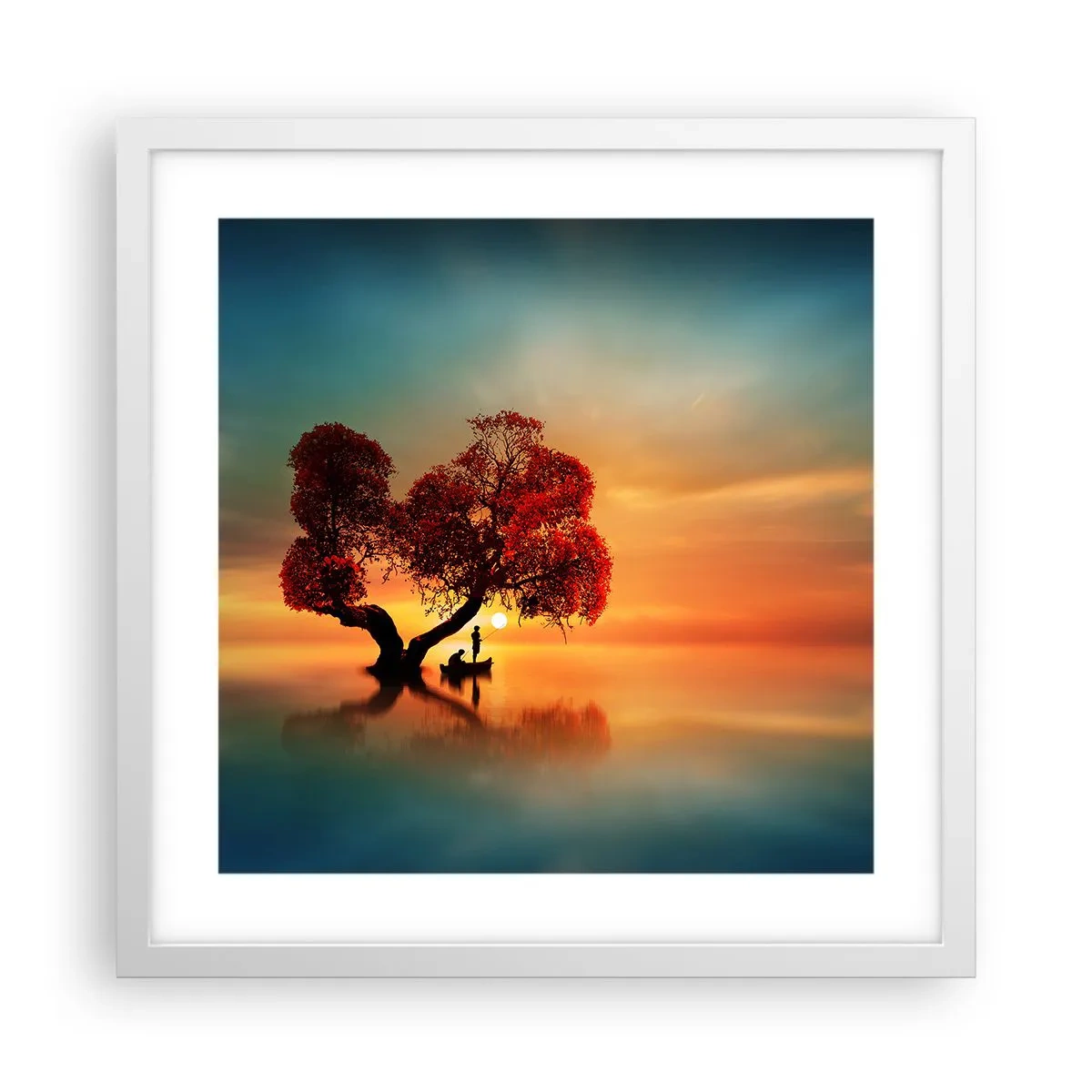 Plakát v bílém rámu - Voda a ticho vesmíru - 40x40 cm