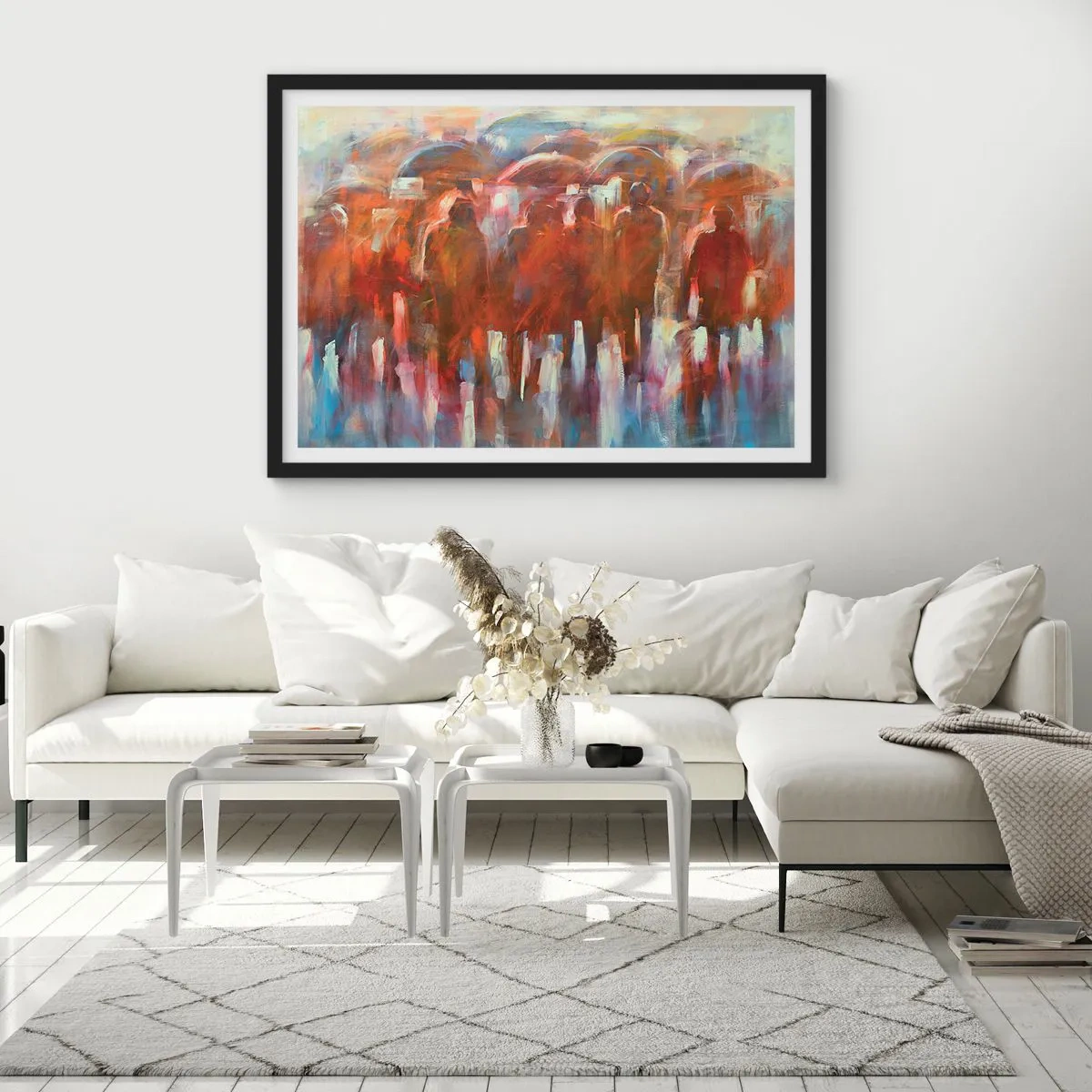 Plakát v černém rámu - Rovnocenní v dešti a mlze - 100x70 cm