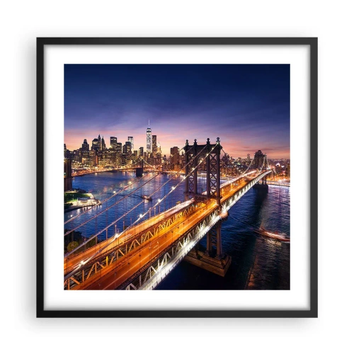 Plakát v černém rámu - Zářící most do srdce města - 50x50 cm