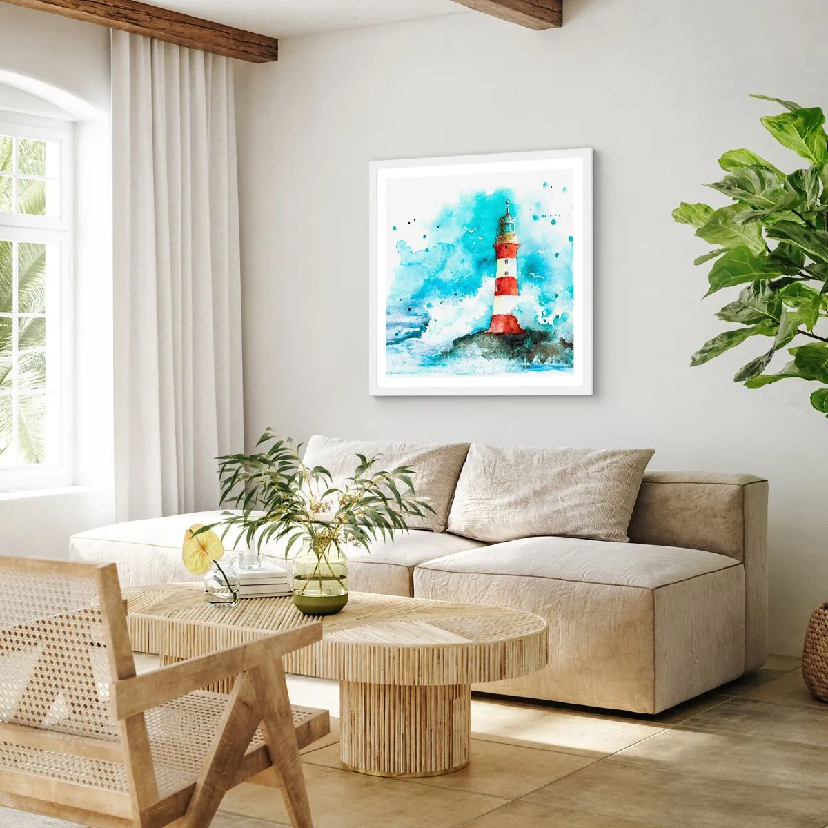 Plakát v bílém rámu - Jednota živlů - 40x40 cm