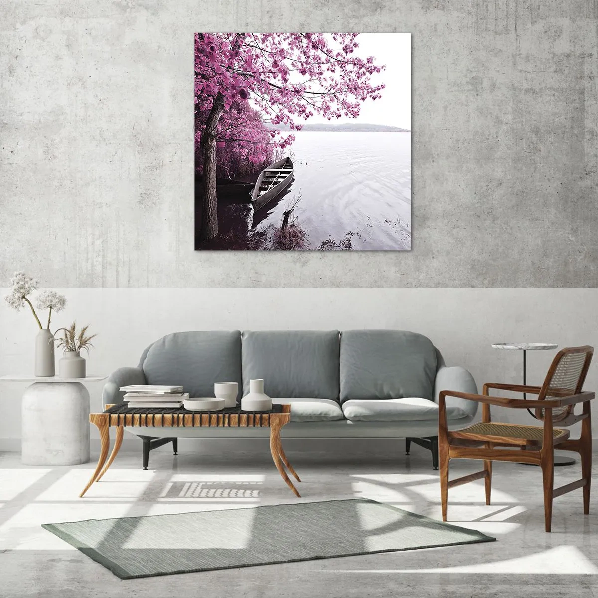 Obraz na skle - V růžovém tichu - 70x70 cm