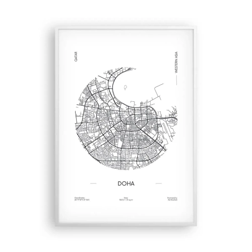 Plakát v bílém rámu - Anatomie Dauhá - 70x100 cm