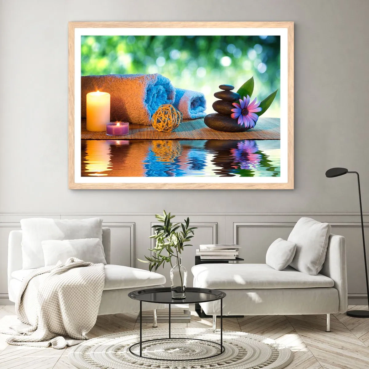 Plakát v rámu světlý dub - Čas pro tělo - 100x70 cm