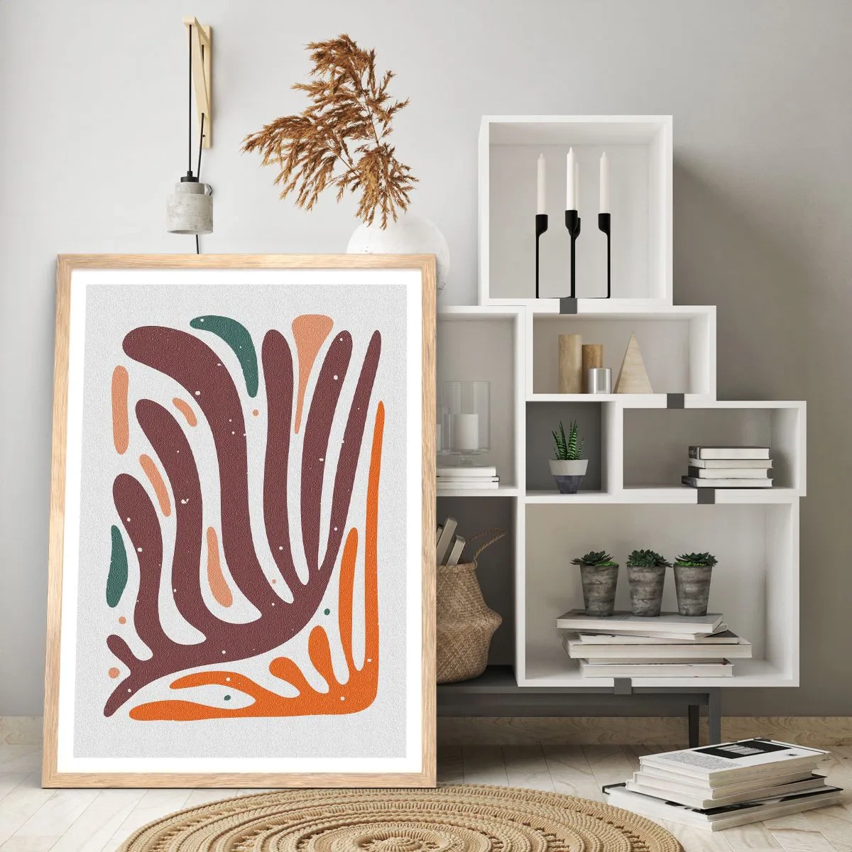 Plakát v rámu světlý dub - Organická a radiální kompozice - 61x91 cm