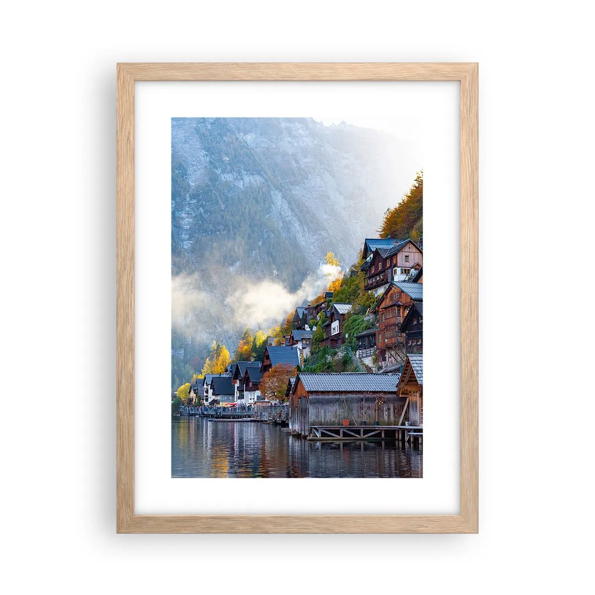 Plakát v rámu světlý dub - Alpská krajina - 30x40 cm