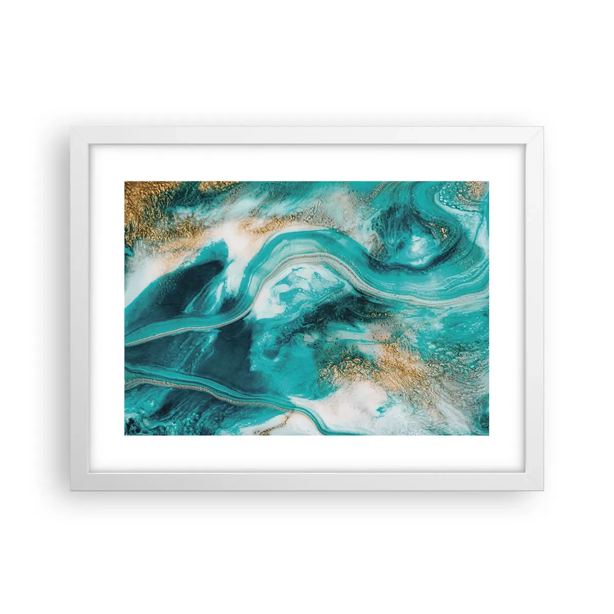 Plakát v bílém rámu - Řeka zlata - 40x30 cm