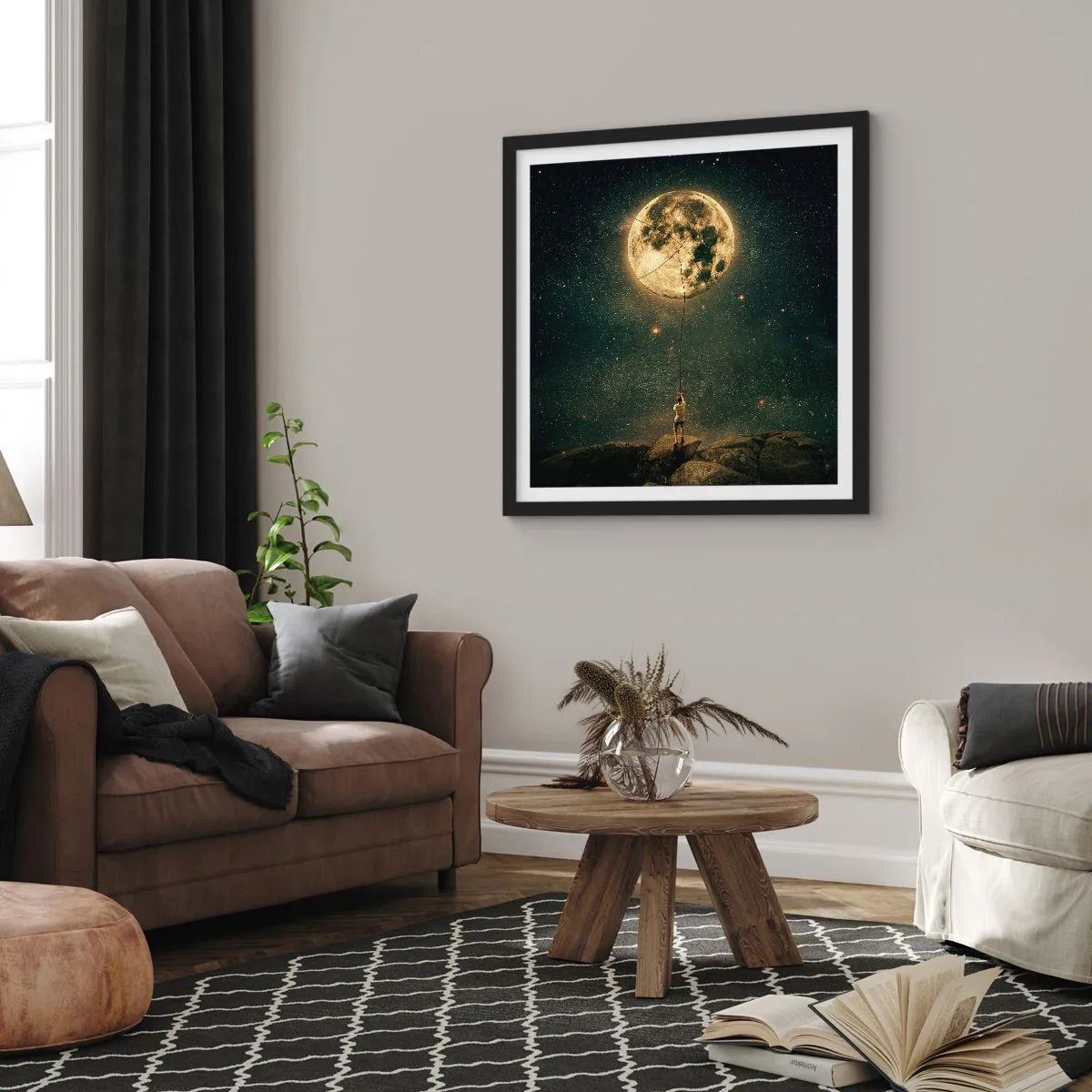 Plakát v černém rámu - Kluk, který ukradl měsíc - 40x40 cm