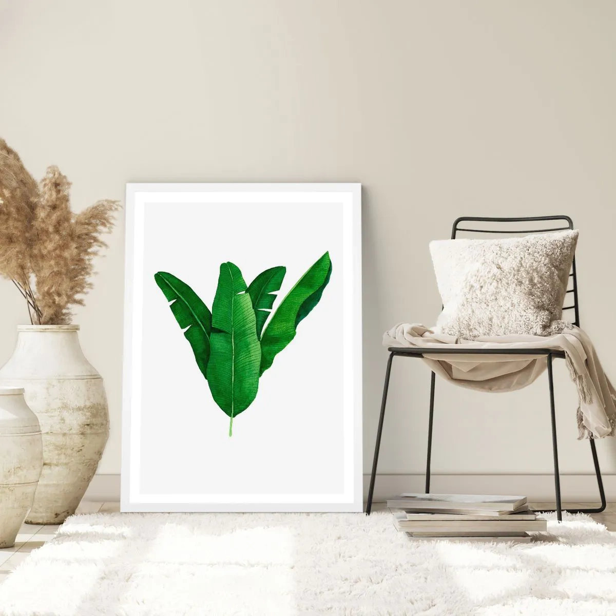 Plakát v bílém rámu - Zelená symetrie - 61x91 cm