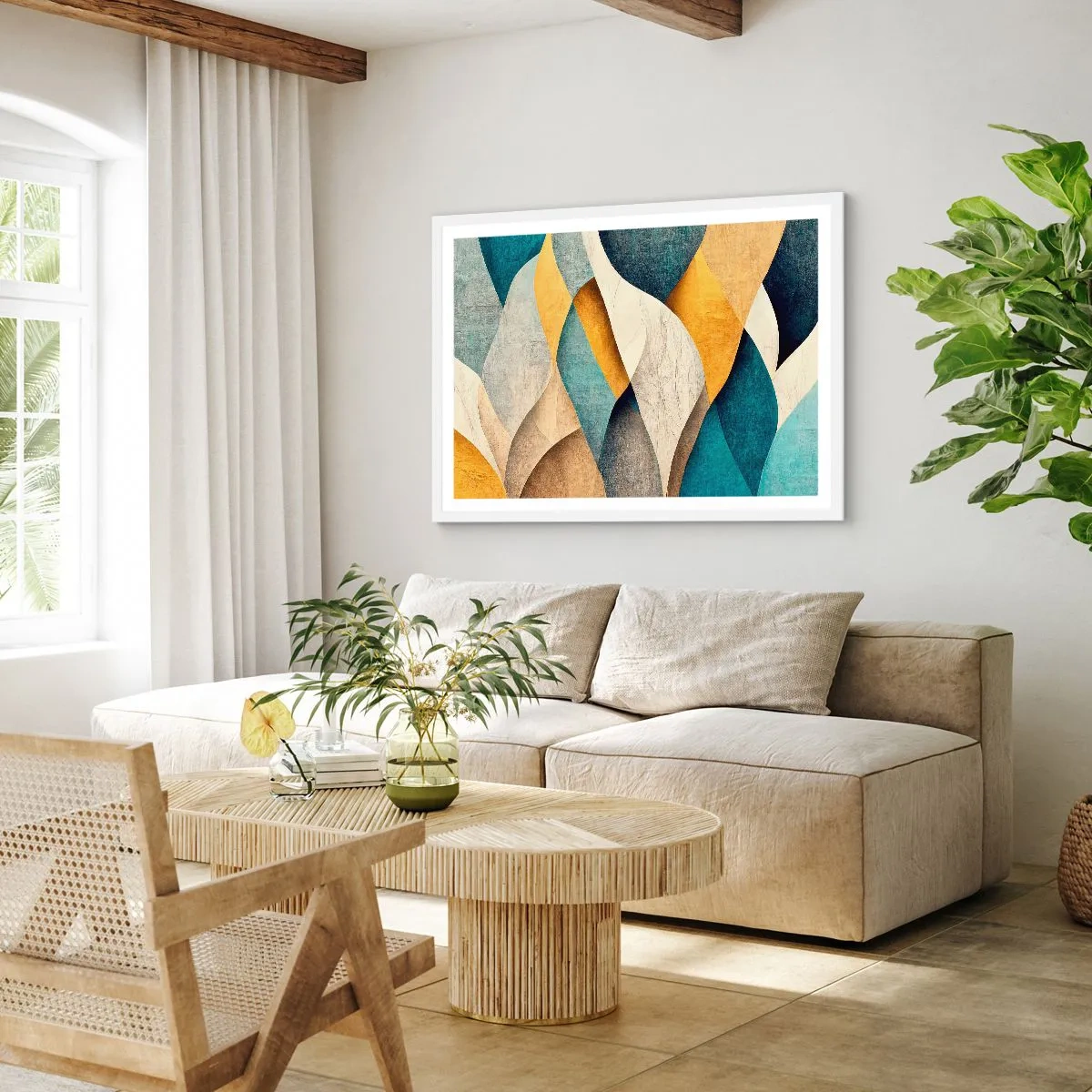 Plakát v bílém rámu - Rytmus a vlnění - 70x50 cm