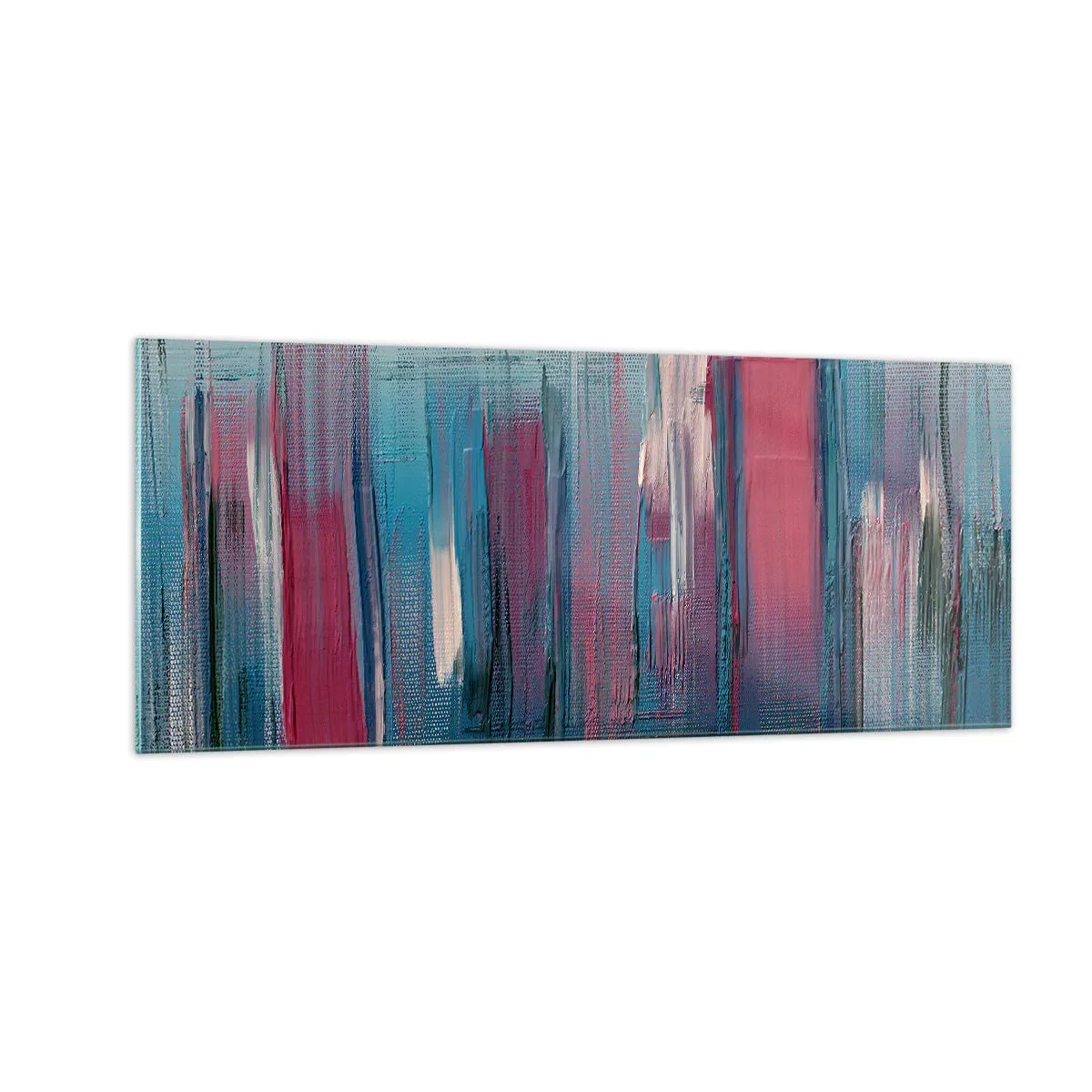 Obraz na skle - Vertikální kompozice v modré a červené - 100x40 cm