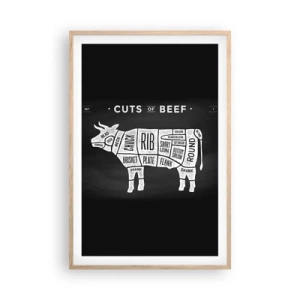 Plakát v rámu světlý dub - Slabikář řezníka - 61x91 cm