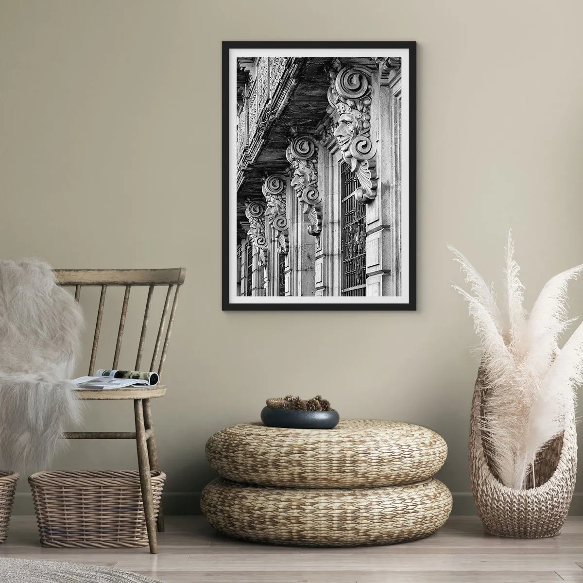 Plakát v černém rámu - Úžasná Barcelona - 50x70cm - Úžasná Barcelona - Moderní nástěnná dekorace do obývacího pokoje a ložnice ARTTOR