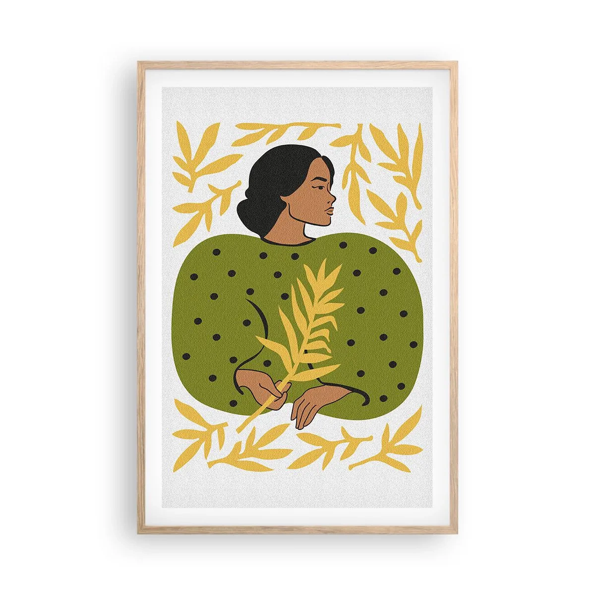 Plakát v rámu světlý dub - Havajská dívka - 61x91 cm