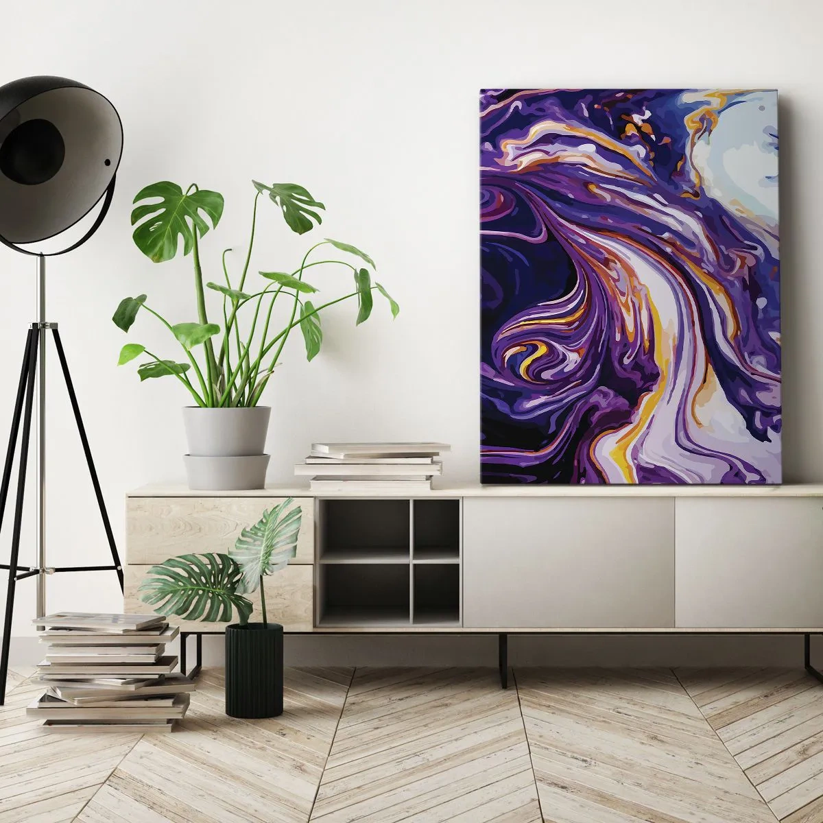 Obraz na plátně - Záhyb prostoru ve fialové - 50x70 cm
