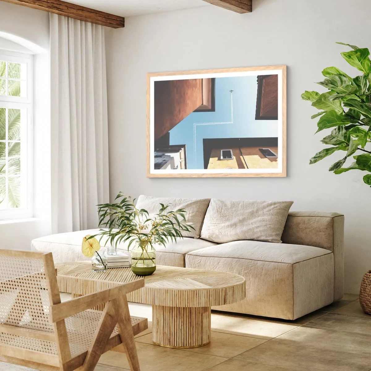 Plakát v rámu světlý dub - Nad městským labyrintem - 100x70 cm