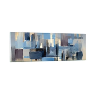 Obraz na skle - Modrá konstrukce - 90x30 cm
