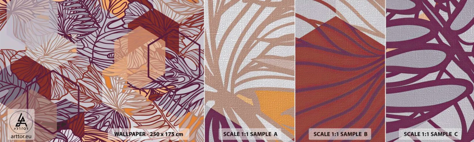 Vzor Fototapety Premium Canvas - Nemožný vztah mezi geometrií a přírodou - Abstrakce, Grafika, Listy - 100x30 cm