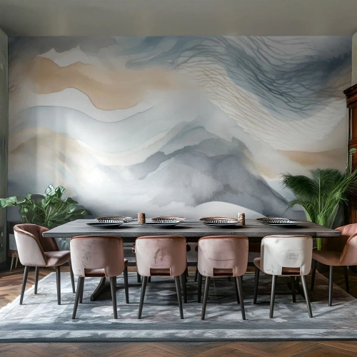 Fototapeta Samolepicí Deluxe Sticker - Abstrakce sněhu a mlhy - Kus, vodové barvy, Minimalismus - 400x280 cm