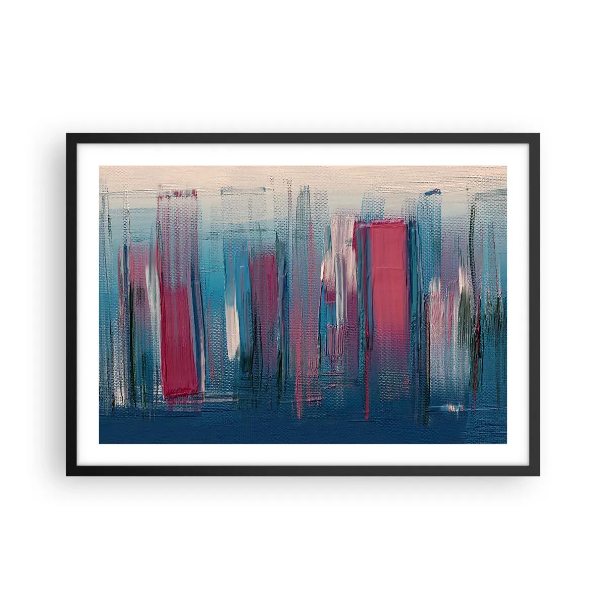 Plakát v černém rámu - Vertikální kompozice v modré a červené - 70x50 cm