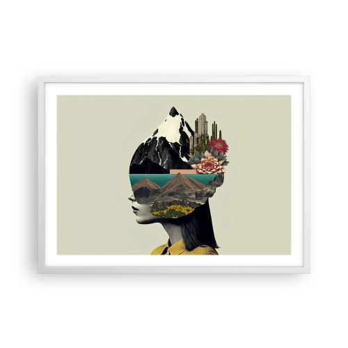 Plakát v bílém rámu - Žena – vždy tajemství - 70x50 cm