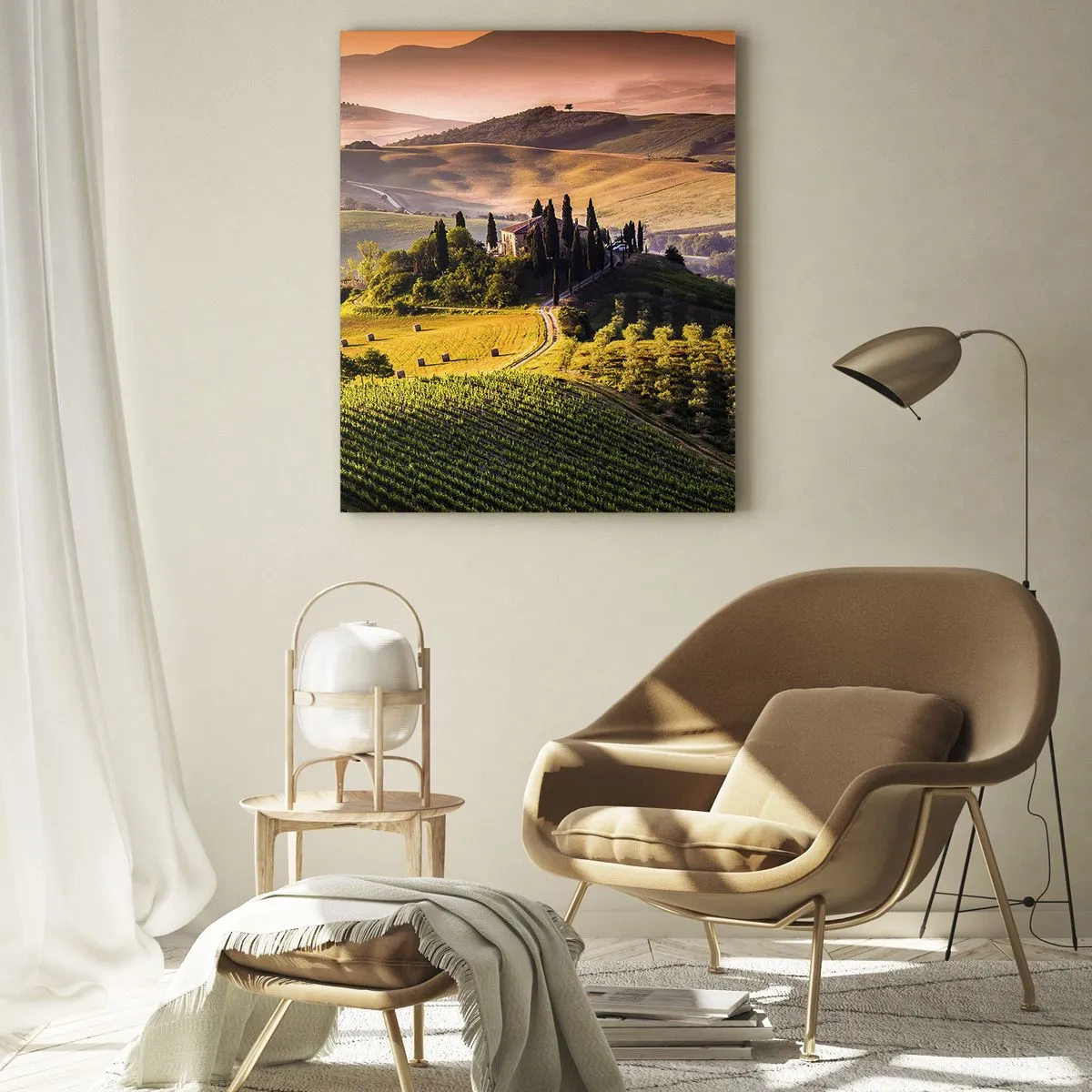 Obraz na skle - Arkádie - toskánská krajina - 50x70 cm