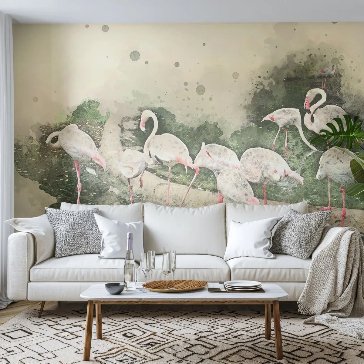 Fototapeta Samolepicí Deluxe Sticker - Exotický sen - Ptactvo, Plameňáci, Příroda - 250x175 cm