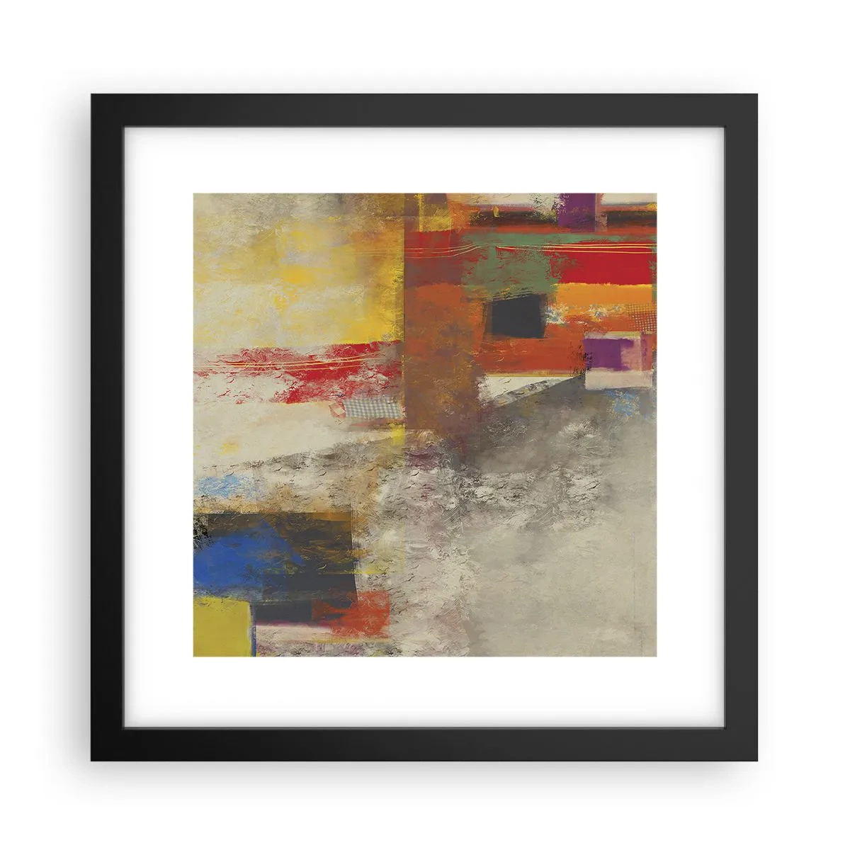 Plakát v černém rámu - Geometrie barev - 30x30 cm