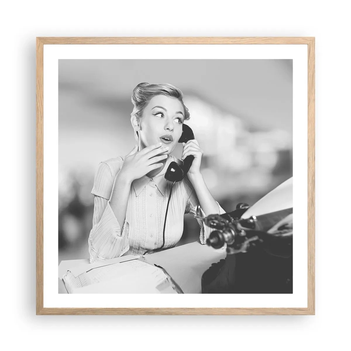 Plakát v rámu světlý dub - Halo, tady jsou 50. léta. - 60x60 cm