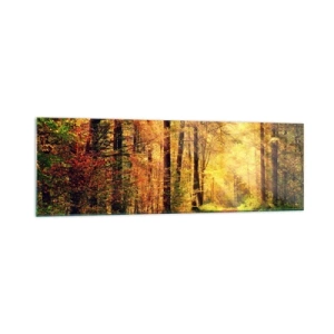 Obraz na skle - Lesně-zlaté ticho - 160x50 cm