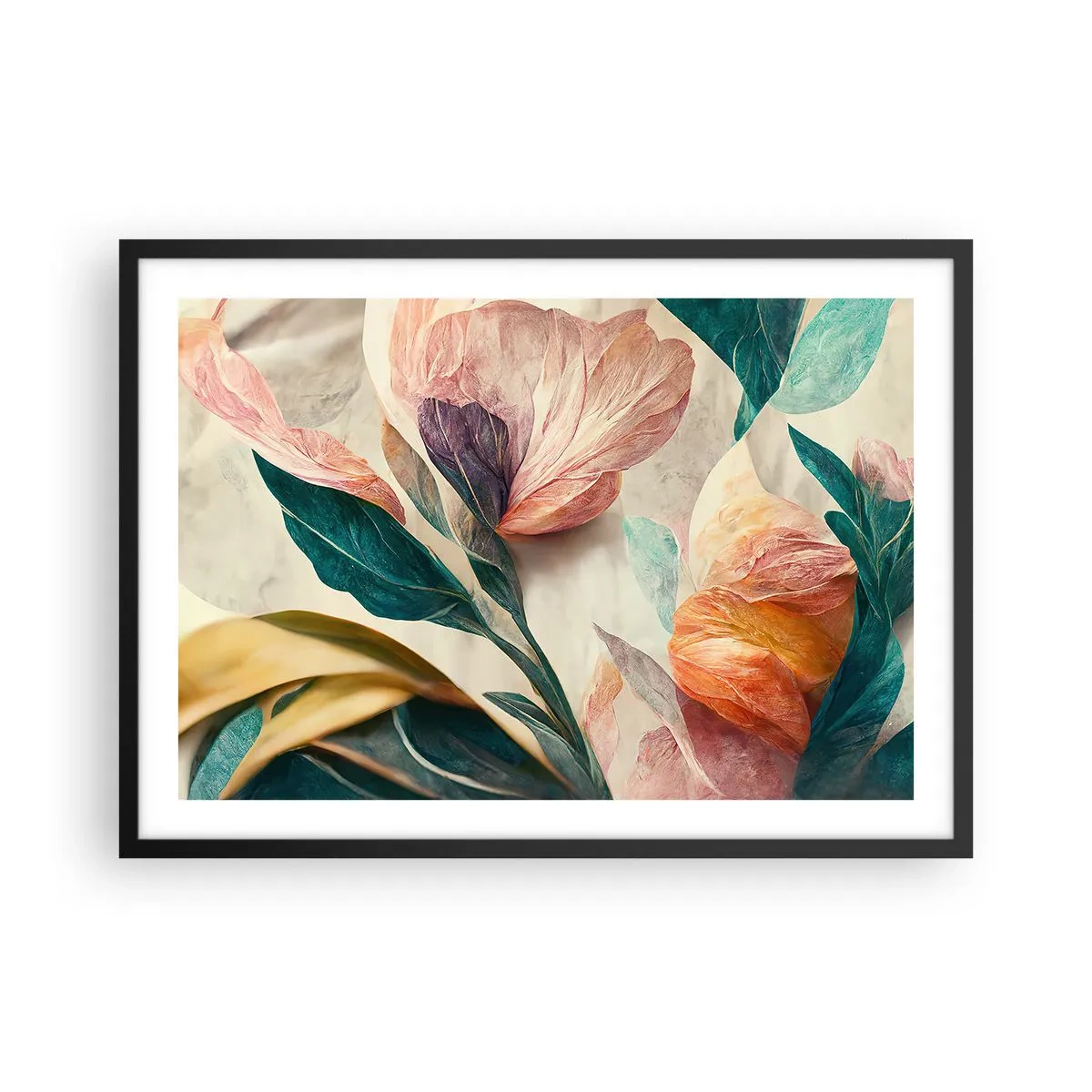 Plakát v černém rámu - Květiny jižních ostrovů - 70x50 cm