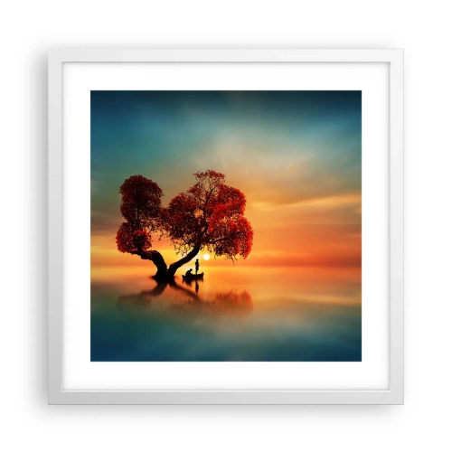 Plakát v bílém rámu - Voda a ticho vesmíru - 40x40 cm