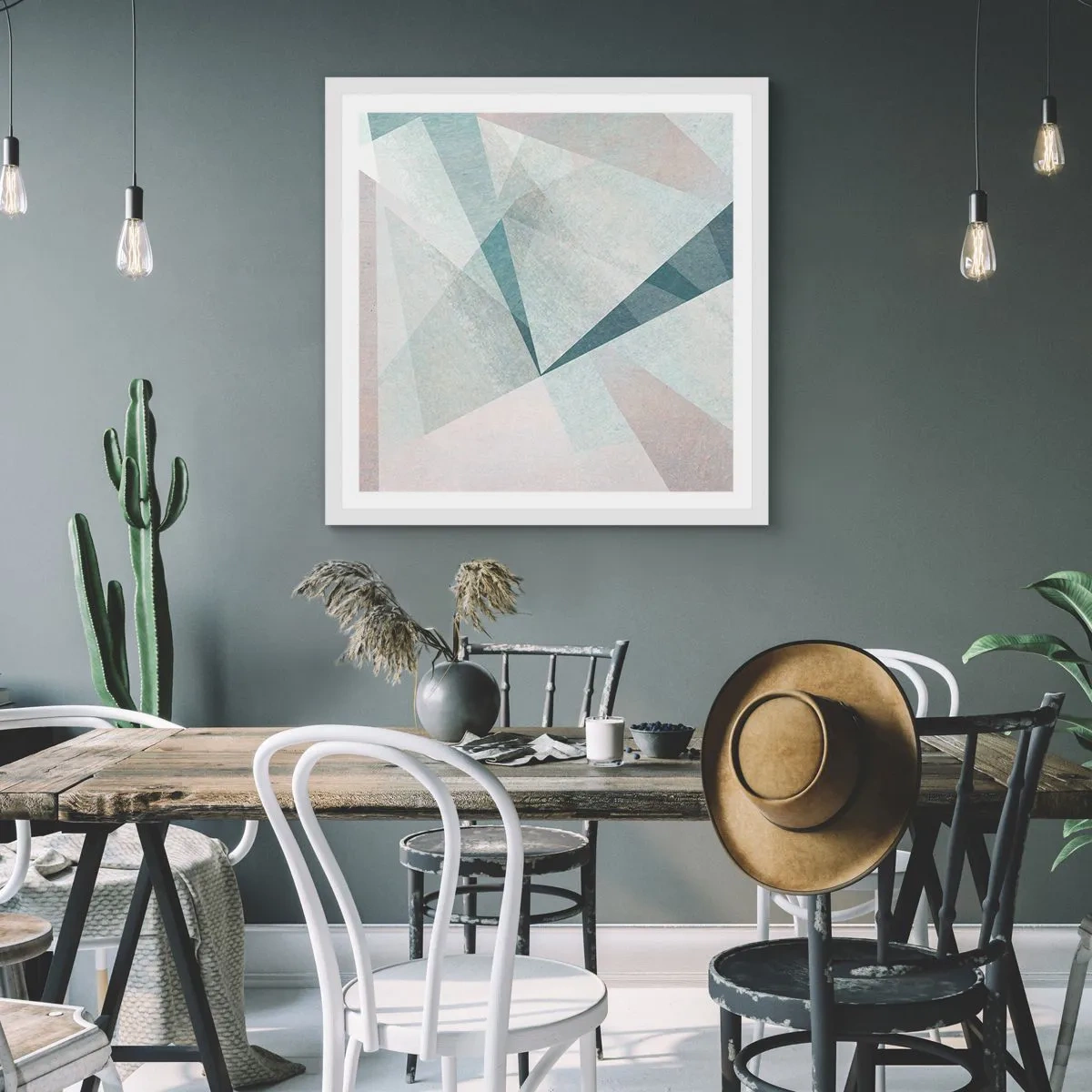 Plakát v bílém rámu - V klidu, ale dynamicky - 60x60 cm