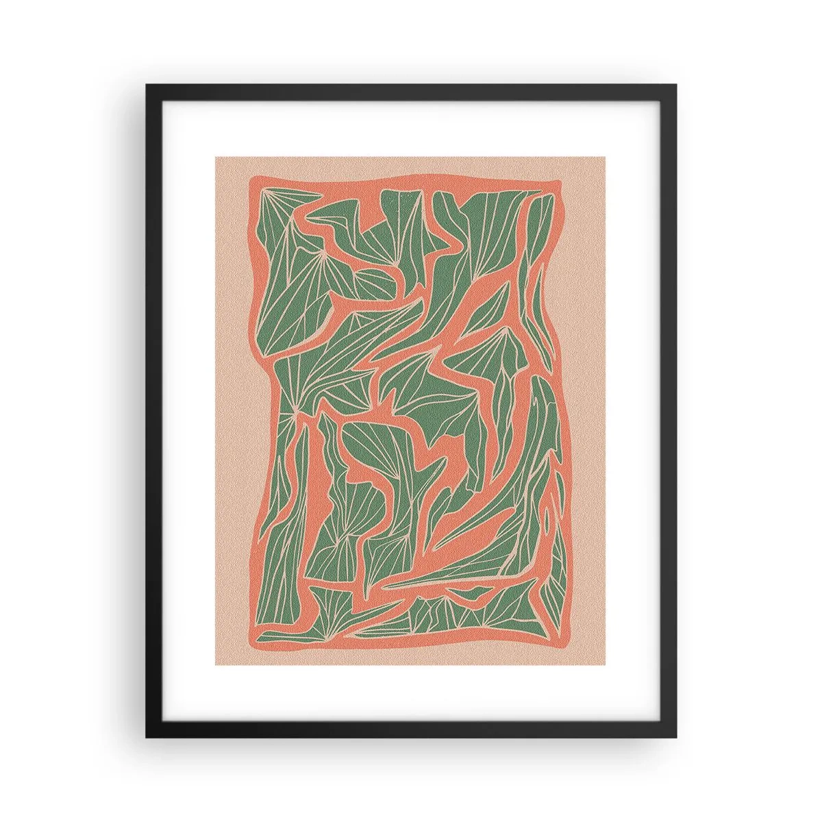 Plakát v černém rámu - Souboj korálů a zeleně - 40x50 cm