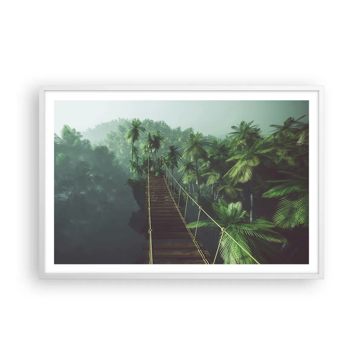 Plakát v bílém rámu - U vodopádu zeleně - 91x61 cm