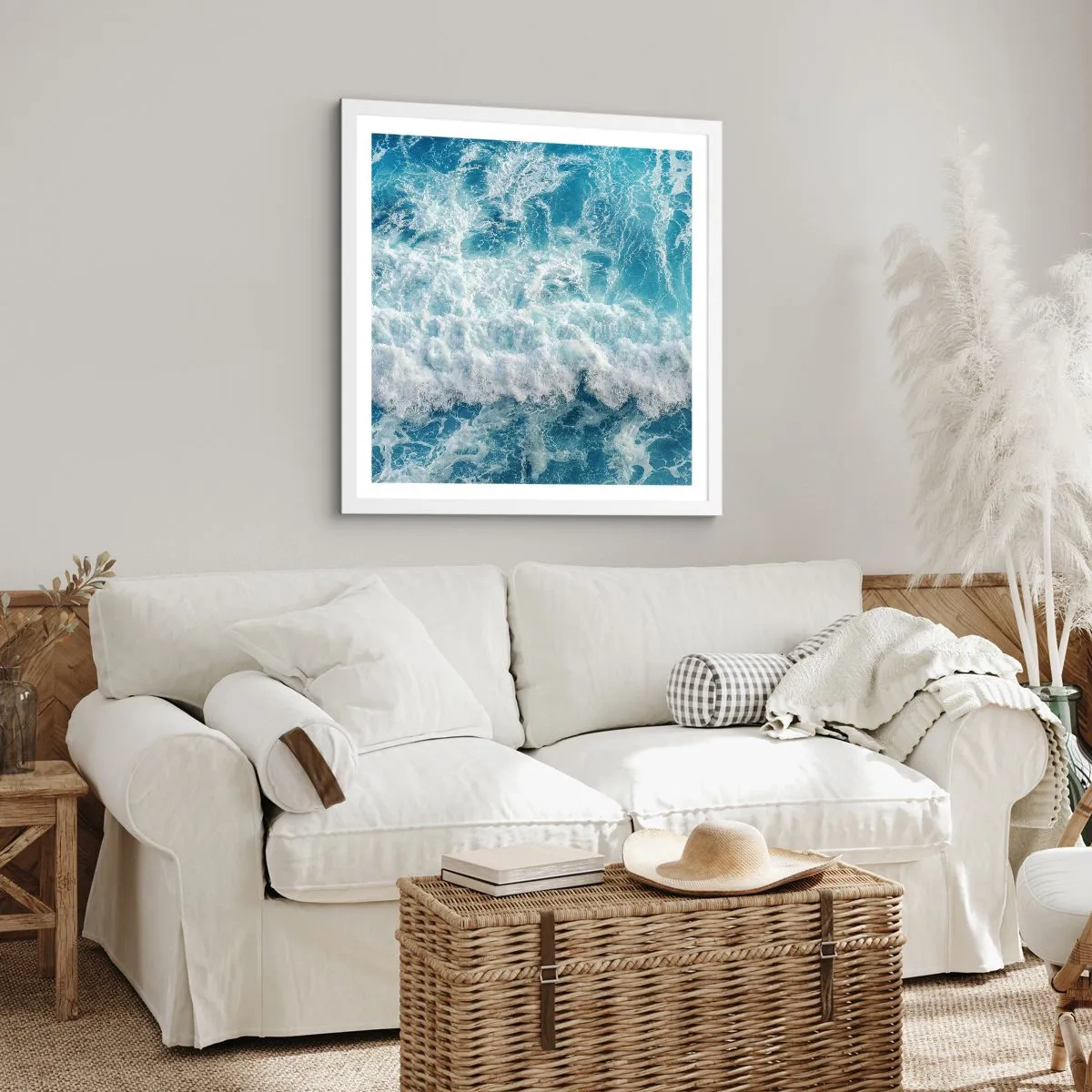 Plakát v bílém rámu - Radostně a skákavě - 60x60 cm