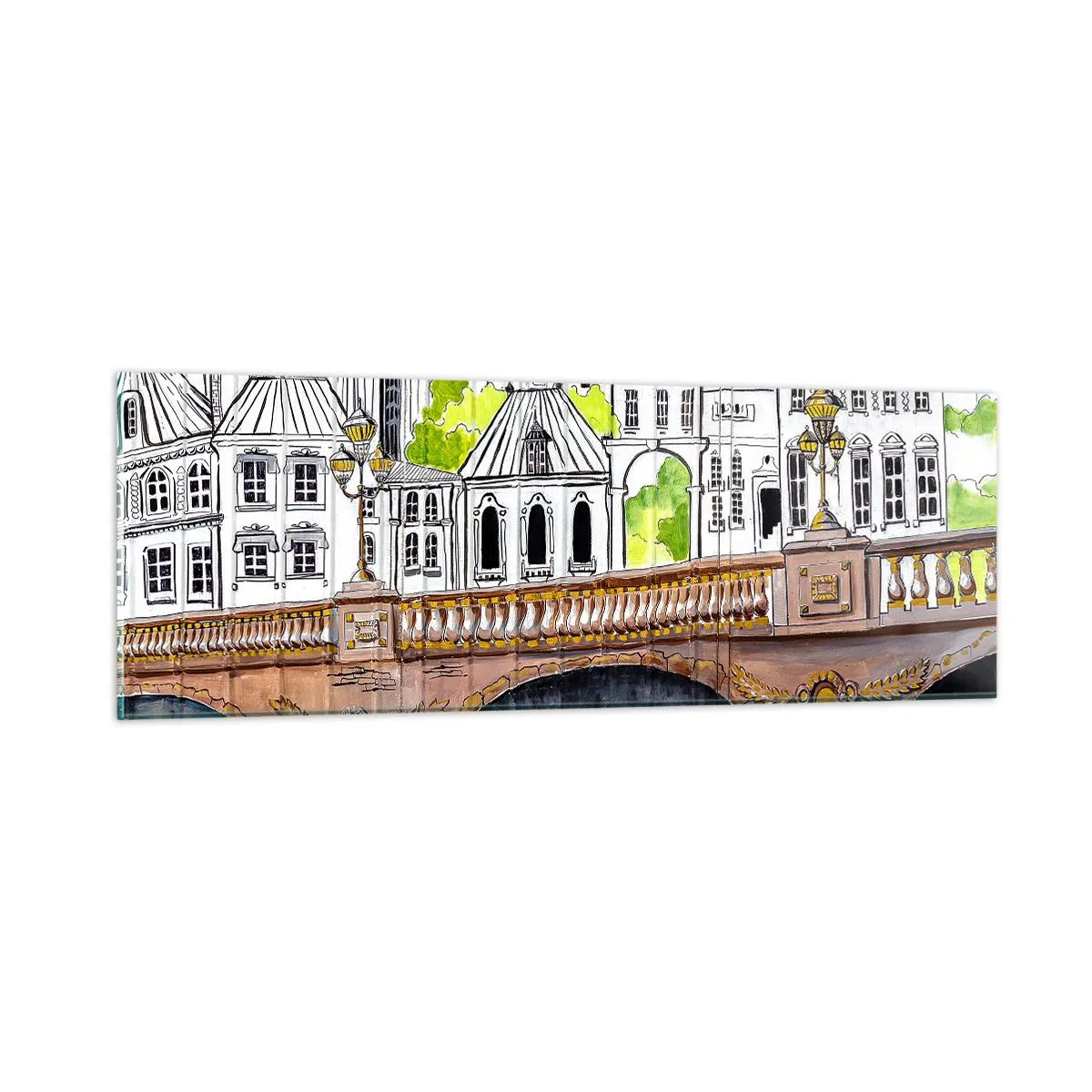 Obraz na skle - Město jako malované - 90x30 cm