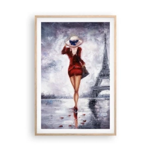 Plakát v rámu světlý dub - Pařížské symboly - 61x91 cm