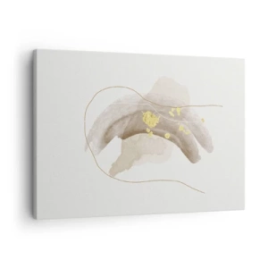 Obraz na plátně - Abstraktní kompozice v odstínech béžové a zlaté. - 70x50cm - Vesmírná bytost - Moderní nástěnná dekorace do obývacího pokoje a ložnice ARTTOR