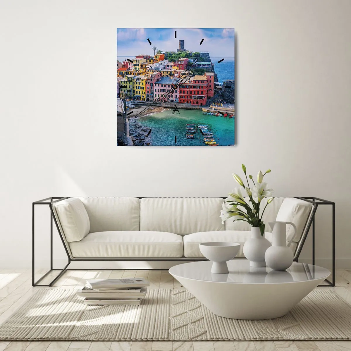 Nástěnné hodiny - Středomořské kouzelné městečko - 30x30 cm