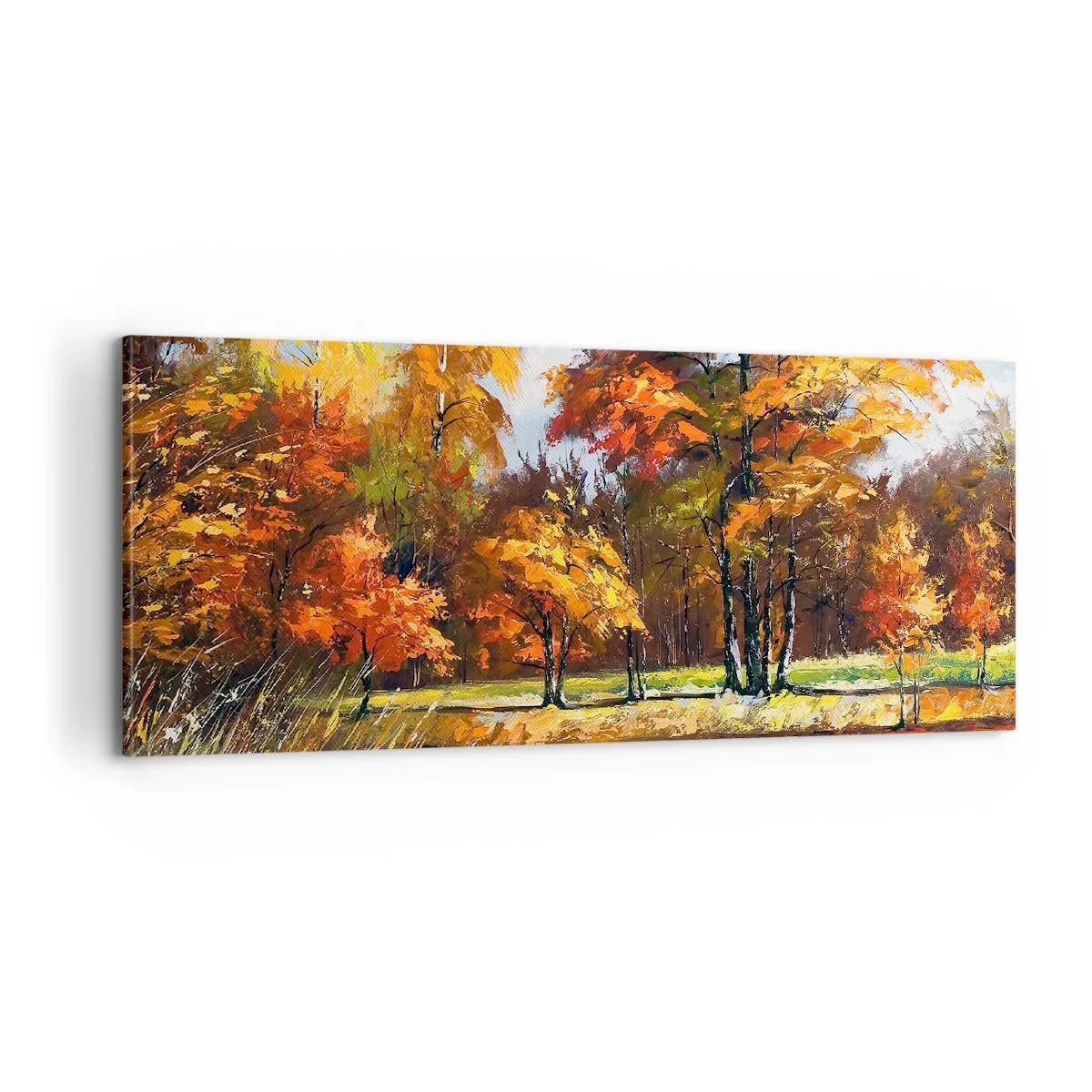 Obraz na plátně - Krajinka ve zlaté a hnědé - 100x40 cm