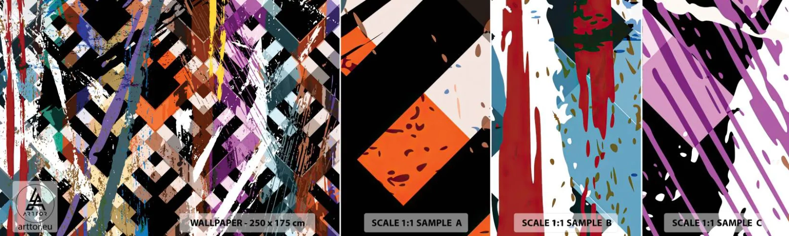 Vzor Fototapety Samolepicí Deluxe Sticker - Umocněné na druhou - Abstrakce, Kus, Moderní vzor - 100x30 cm