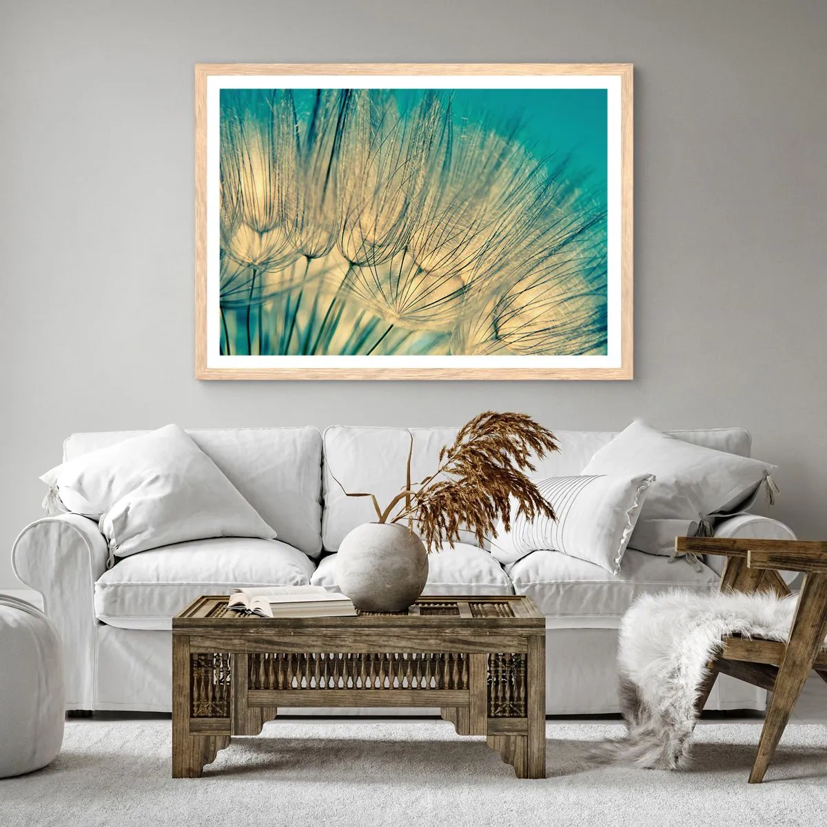 Plakát v rámu světlý dub - Čekání na vítr - 100x70 cm