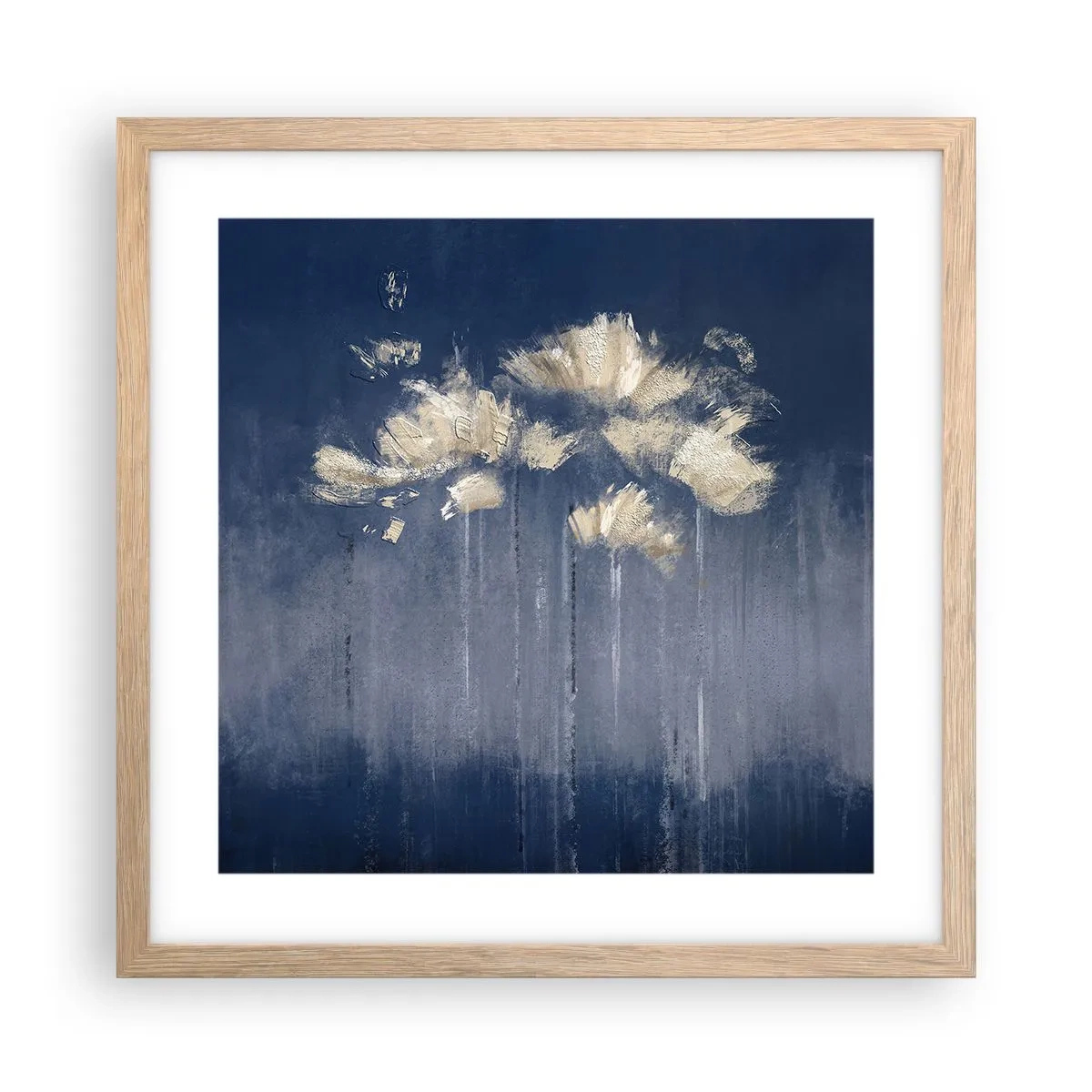 Plakát v rámu světlý dub - Jako okvětní lístky ve větru - 40x40 cm