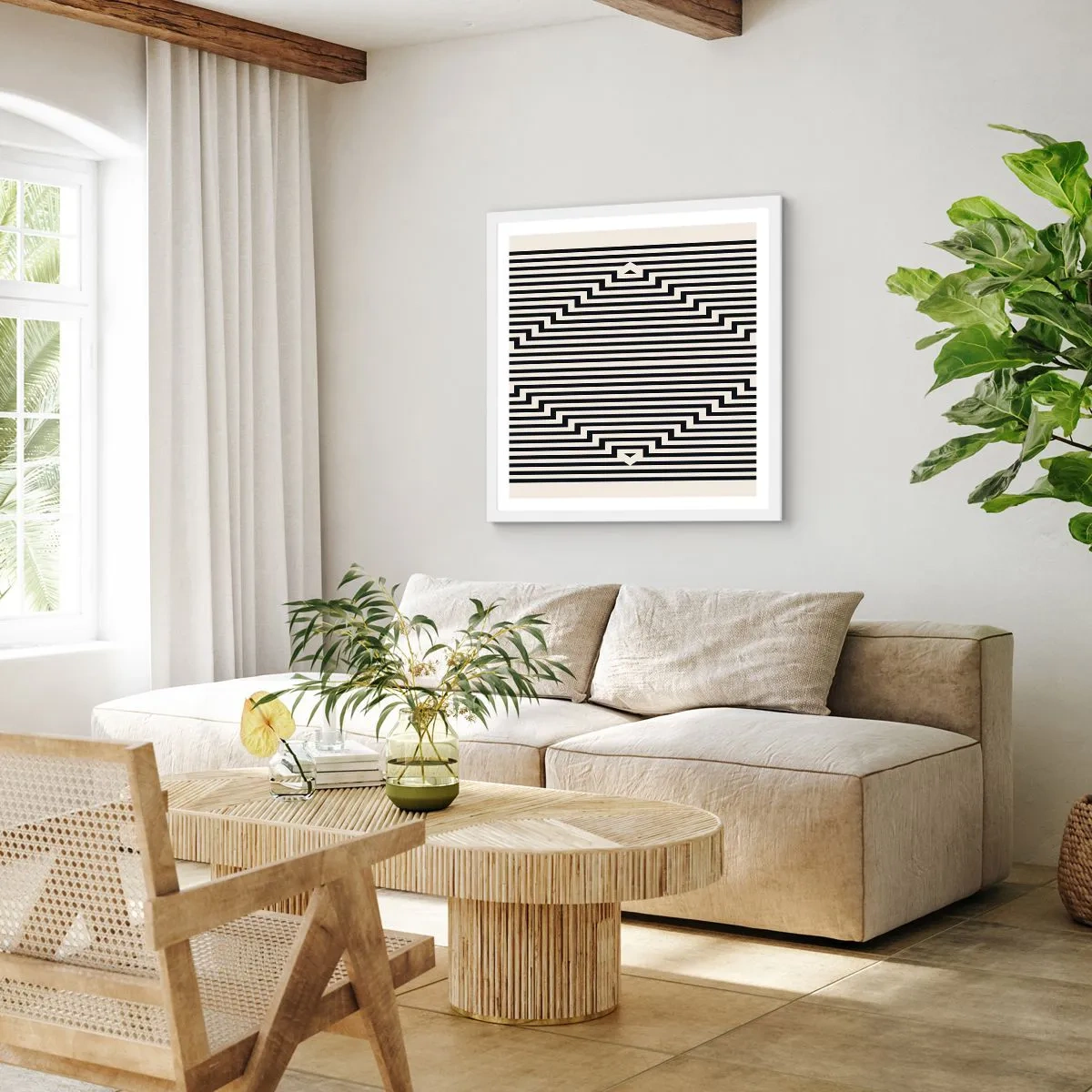 Plakát v bílém rámu - Geometrická iluze - 60x60 cm