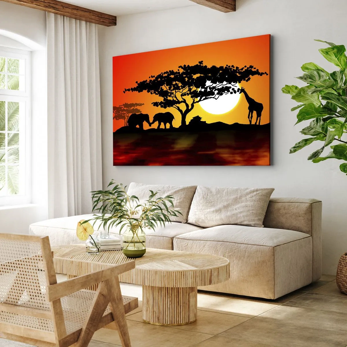 Obraz na plátně - Setkání na savaně - 120x80 cm