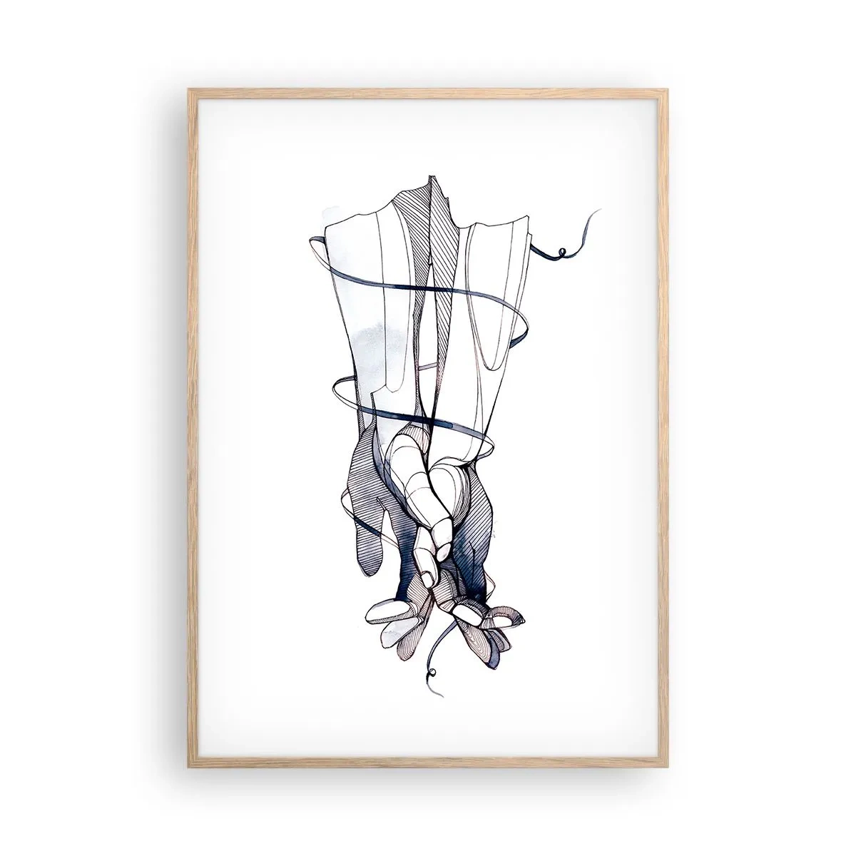 Plakát v rámu světlý dub - Studie o dotyku - 70x100 cm