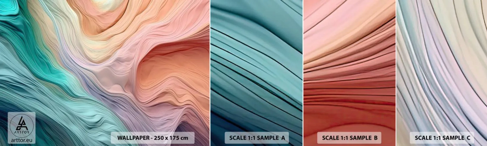 Fototapeta Vzorek Standard Eco - Duhová vlna - Pastely, Abstrakce, Textura - 100x30 cm