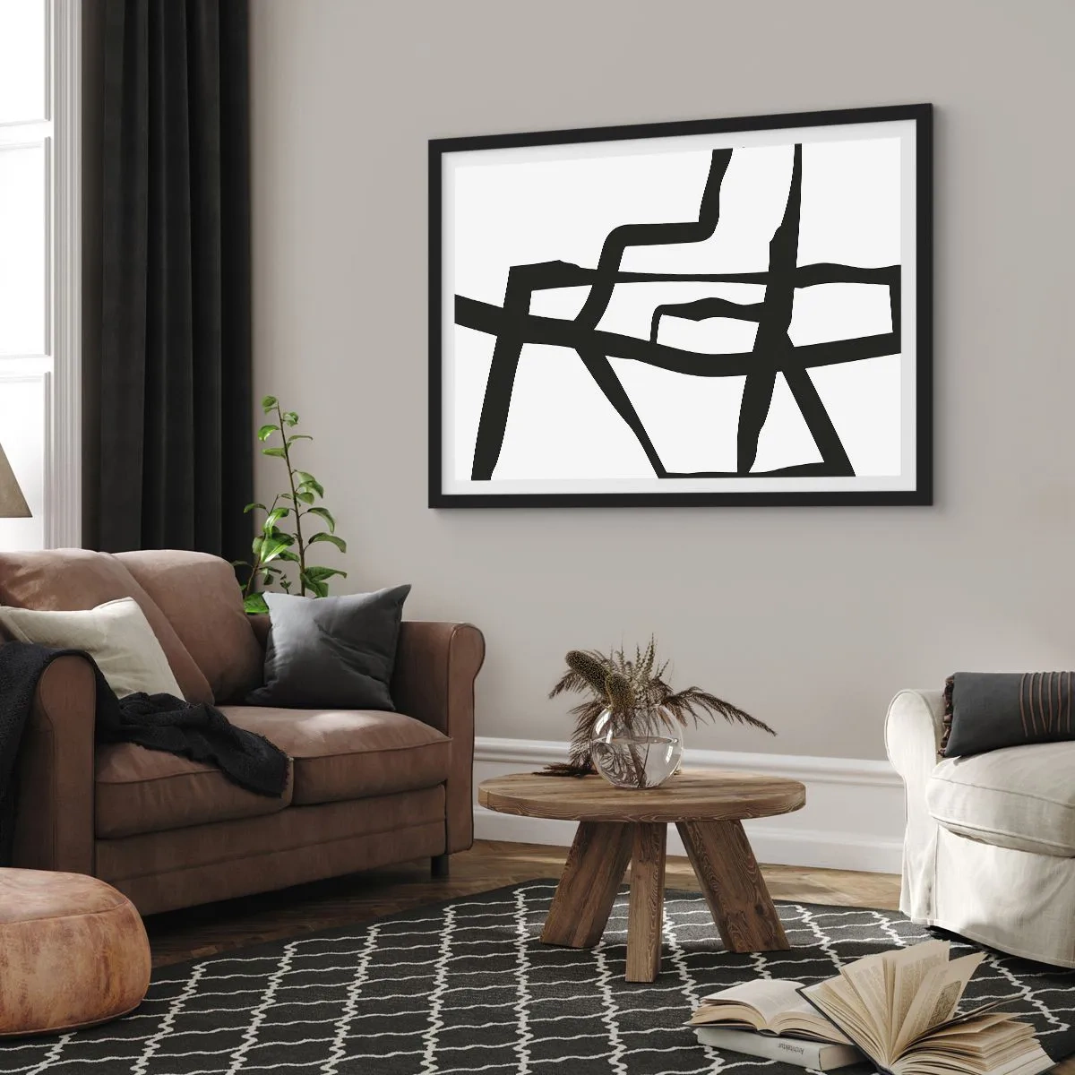 Plakát v černém rámu - Černobílá konstrukce - 50x40 cm
